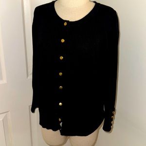 Carmen Marc Valvo Black and Gold Cardigan Knit XL
